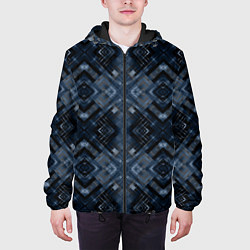 Куртка с капюшоном мужская Темный синий абстрактный узор, цвет: 3D-черный — фото 2