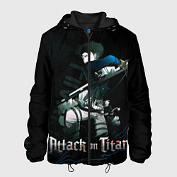 Куртка с капюшоном мужская Леви Аккерман Атака на титанов, цвет: 3D-черный