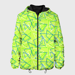 Куртка с капюшоном мужская Абстрактный неоновый зеленый, цвет: 3D-черный