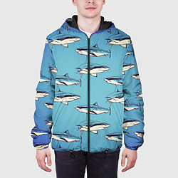 Куртка с капюшоном мужская Акулы Паттерн, цвет: 3D-черный — фото 2