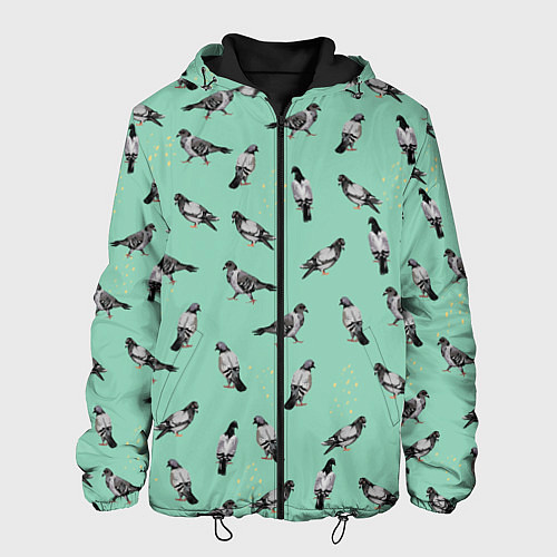 Мужская куртка Голуби на зеленом / 3D-Черный – фото 1