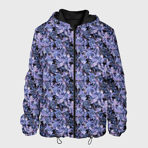 Мужская куртка Сине-фиолетовый цветочный узор / 3D-Черный – фото 1