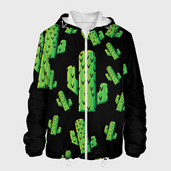Куртка с капюшоном мужская Cactus Time - Веселые кактусы, цвет: 3D-белый