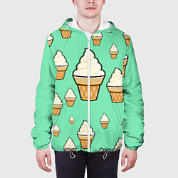 Куртка с капюшоном мужская Мороженое - Ice Cream Party, цвет: 3D-белый — фото 2