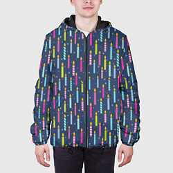 Куртка с капюшоном мужская Свечи, цвет: 3D-черный — фото 2