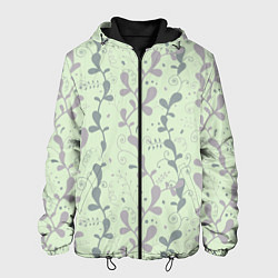 Куртка с капюшоном мужская Растительный зеленый узор, цвет: 3D-черный