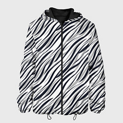Куртка с капюшоном мужская Черно-белый полосатый тигровый, цвет: 3D-черный