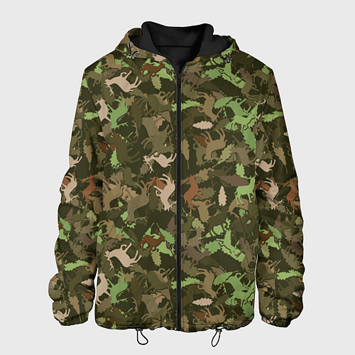 Мужская куртка Лоси в дубовом лесу / 3D-Черный – фото 1