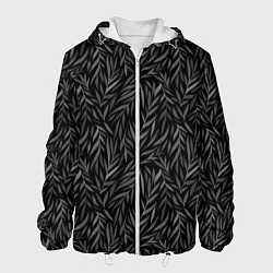 Куртка с капюшоном мужская Растительный орнамент черно-белый, цвет: 3D-белый