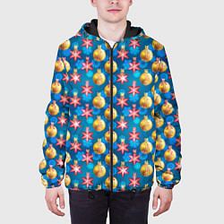 Куртка с капюшоном мужская Новогодние Украшения, цвет: 3D-черный — фото 2