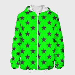 Куртка с капюшоном мужская Звездный фон зеленый, цвет: 3D-белый
