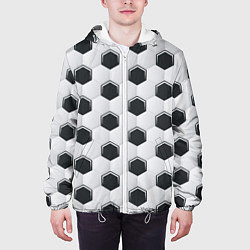 Куртка с капюшоном мужская Текстура футбольного мяча, цвет: 3D-белый — фото 2