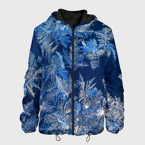 Мужская куртка Снежинки макро snowflakes macro / 3D-Черный – фото 1