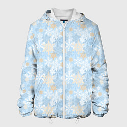Куртка с капюшоном мужская Узоры Снежинки, цвет: 3D-белый
