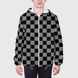 Куртка с капюшоном мужская Шахматные Клетки, цвет: 3D-белый — фото 2