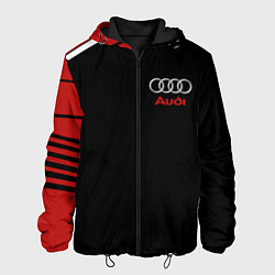 Куртка с капюшоном мужская АУДИ ЛОГО AUDI GEOMETRY RED STRIPES LINE, цвет: 3D-черный