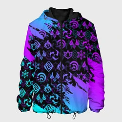 Мужская куртка GENSHIN NEON PATTERN SYMBOL НЕОН ЭМБЛЕМЫ