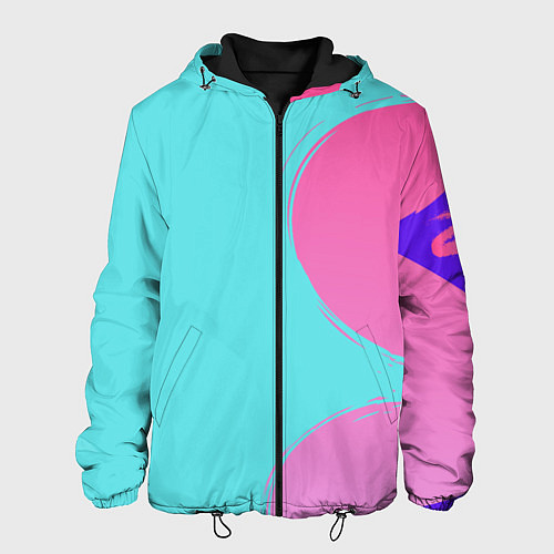 Мужская куртка Розово-голубой градиент / 3D-Черный – фото 1