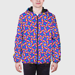 Куртка с капюшоном мужская Красочный фон с цветами, цвет: 3D-черный — фото 2