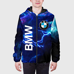 Куртка с капюшоном мужская BMW Синяя молния, цвет: 3D-черный — фото 2
