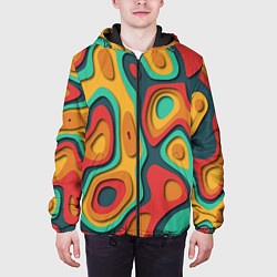 Куртка с капюшоном мужская 3D узор Color, цвет: 3D-черный — фото 2