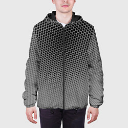 Куртка с капюшоном мужская Шестиугольная сетка, цвет: 3D-черный — фото 2