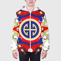 Куртка с капюшоном мужская Монгольский орнамент, цвет: 3D-белый — фото 2