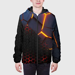 Куртка с капюшоном мужская 3D РАЗЛОМ И СТАЛЬНАЯ БРОНЯ ПОПУЛЯРНЫЕ ТЕКСТУРЫ, цвет: 3D-черный — фото 2