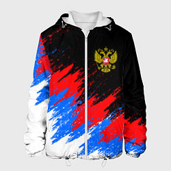Куртка с капюшоном мужская РОССИЯ, БРЫЗГИ КРАСОК, ТРИКОЛОР, цвет: 3D-белый