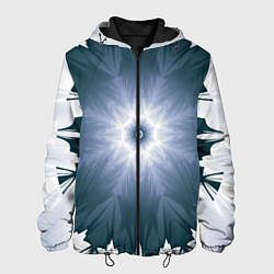 Куртка с капюшоном мужская Снежинка Абстракция Синий, цвет: 3D-черный