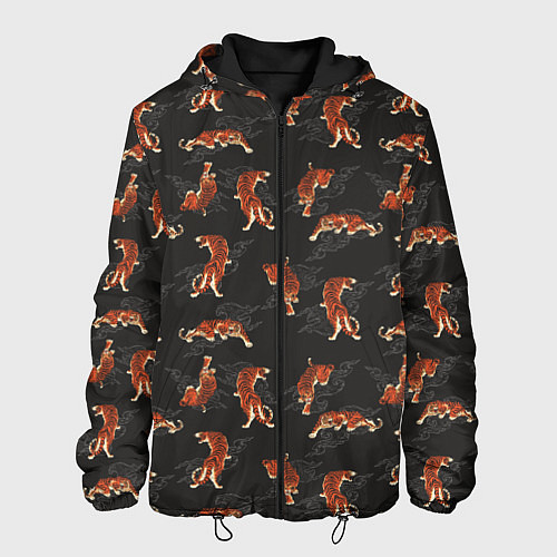 Мужская куртка Тигр-хищник в облаках / 3D-Черный – фото 1