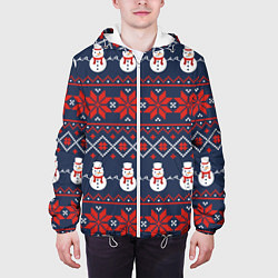 Куртка с капюшоном мужская Christmas Background, цвет: 3D-белый — фото 2