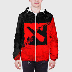 Куртка с капюшоном мужская DOTA 2 RED BLACK LOGO, БРЫЗГИ КРАСОК, цвет: 3D-белый — фото 2