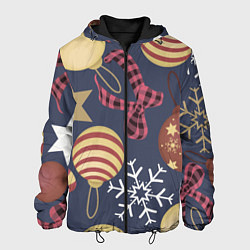 Куртка с капюшоном мужская Елочные Игрушки Звезды, цвет: 3D-черный