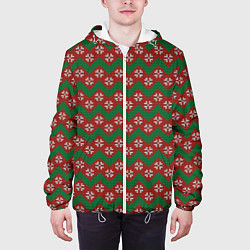 Куртка с капюшоном мужская Knitted Snowflake Pattern, цвет: 3D-белый — фото 2