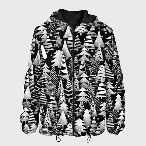 Мужская куртка Лес абстрактных ёлок / 3D-Черный – фото 1