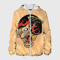 Куртка с капюшоном мужская Тигр байкер, цвет: 3D-белый
