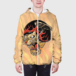 Куртка с капюшоном мужская Тигр байкер, цвет: 3D-белый — фото 2