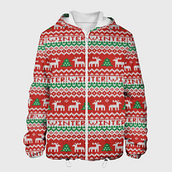 Куртка с капюшоном мужская Deer Christmas Pattern, цвет: 3D-белый