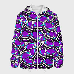 Куртка с капюшоном мужская Geometry Dash: Violet Pattern, цвет: 3D-белый