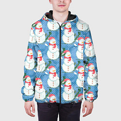 Куртка с капюшоном мужская Много снеговиков, цвет: 3D-черный — фото 2