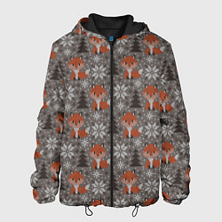 Куртка с капюшоном мужская Вязанные лисички, цвет: 3D-черный