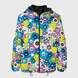 Куртка с капюшоном мужская Takashi Murakami Улыбающиеся цветы, цвет: 3D-черный