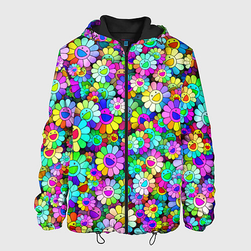 Мужская куртка Rainbow flowers / 3D-Черный – фото 1