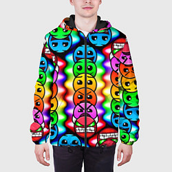 Куртка с капюшоном мужская Geometry Dash: Smiles, цвет: 3D-черный — фото 2