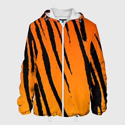 Куртка с капюшоном мужская Шкура тигра диагональ, цвет: 3D-белый