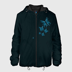 Куртка с капюшоном мужская Стая неоновых бабочек, цвет: 3D-черный