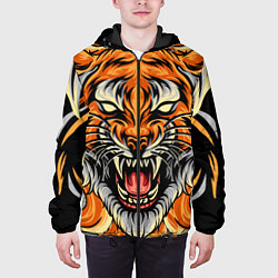 Куртка с капюшоном мужская Символ года тигр в гневе, цвет: 3D-черный — фото 2