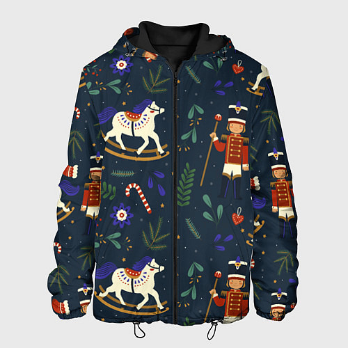 Мужская куртка Щелкунчик паттерн с лошадкой / 3D-Черный – фото 1