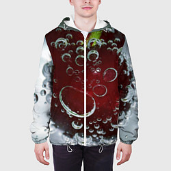 Куртка с капюшоном мужская Сочная вишня под водой, цвет: 3D-белый — фото 2